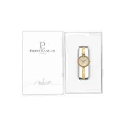 PIERRE LANNIER Montre Leia Blanc cadran doré fond blanc bracelet acier doré Best