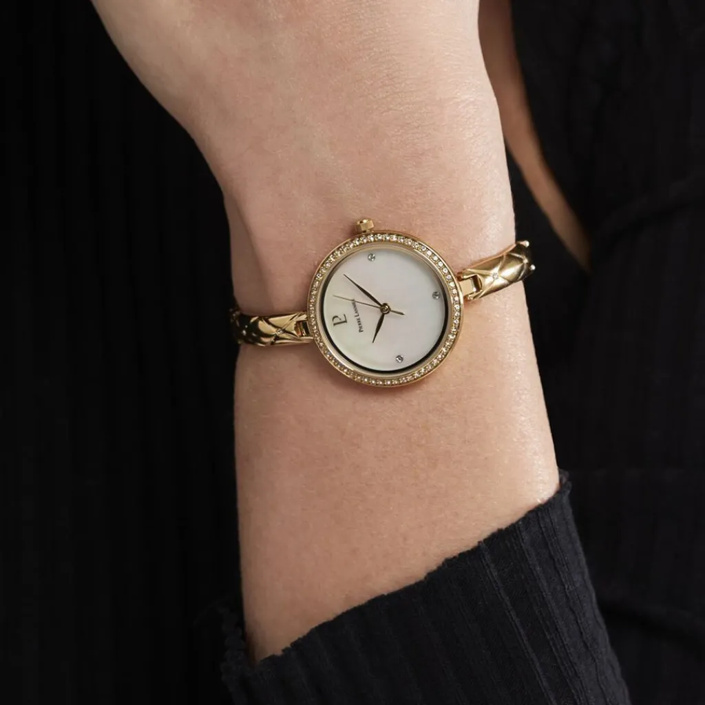 PIERRE LANNIER Montre Leia Blanc cadran doré fond blanc bracelet acier doré Best
