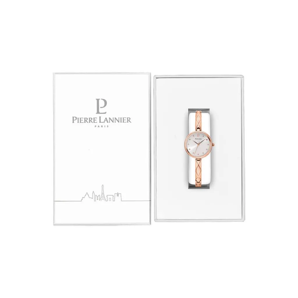 PIERRE LANNIER Montre Leia Blanc cadran doré rose fond blanc bracelet acier doré rose Discount