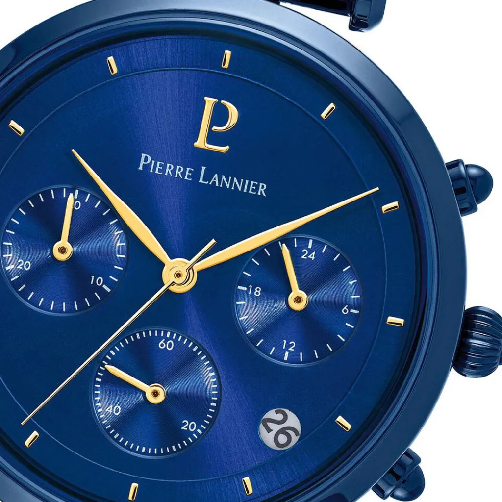 PIERRE LANNIER Montre Lutecia Bleu cadran bleu fond bleu bracelet acier bleu Hot