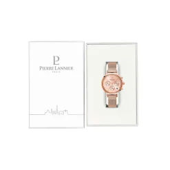 PIERRE LANNIER Montre Lutecia Rose cadran doré rose fond rose bracelet acier doré rose Online