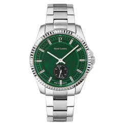 PIERRE LANNIER Montre Metropolitain Vert cadran argenté fond vert bracelet acier argenté