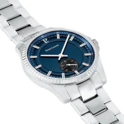 PIERRE LANNIER Montre Metropolitain Bleu cadran argenté fond bleu bracelet acier argenté Best