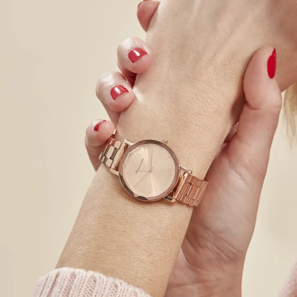 PIERRE LANNIER Montre Multiples Rose cadran doré rose fond rose bracelet acier doré rose Online