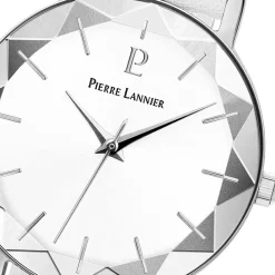 PIERRE LANNIER Montre Multiples Blanc cadran argenté fond blanc bracelet cuir blanc Best
