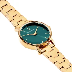 PIERRE LANNIER Montre Multiples Vert cadran doré fond vert bracelet acier doré Sale