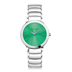 PIERRE LANNIER Montre Noelle Vert cadran argenté fond vert bracelet acier argenté Sale