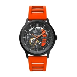 PIERRE LANNIER Montre Paddock Bicolore cadran noir fond bicolore bracelet caoutchouc orange Outlet