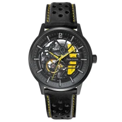 PIERRE LANNIER Montre Paddock Bicolore Jaune / Noir cadran noir fond bicolore jaune / noir bracelet cuir de veau noir Best