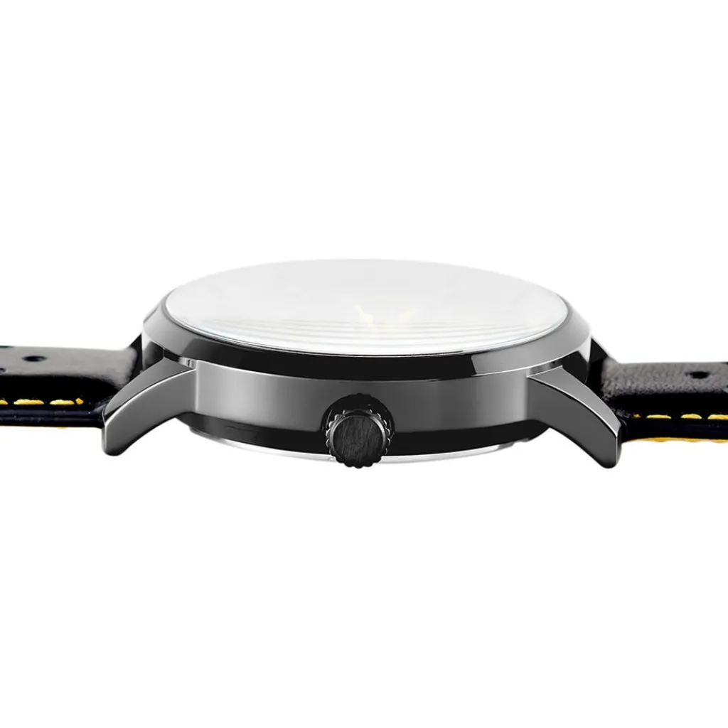 PIERRE LANNIER Montre Paddock Bicolore Jaune / Noir cadran noir fond bicolore jaune / noir bracelet cuir de veau noir Best