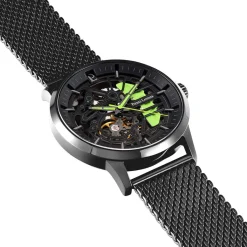 PIERRE LANNIER Montre Paddock Bicolore cadran noir fond bicolore bracelet acier noir Discount