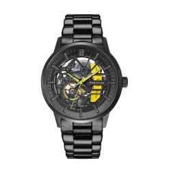 PIERRE LANNIER Montre Paddock Bicolore cadran noir fond bicolore bracelet acier noir Discount