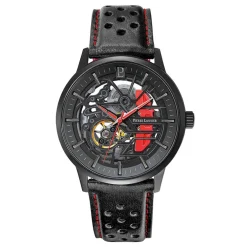 PIERRE LANNIER Montre Paddock Noir cadran noir fond noir bracelet cuir noir Sale