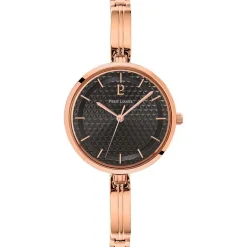 PIERRE LANNIER Montre Pretty Noir cadran doré rose fond noir bracelet acier doré rose Hot