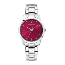 PIERRE LANNIER Montre Roxane Fuschia cadran argenté fond fuschia bracelet acier argenté Clearance