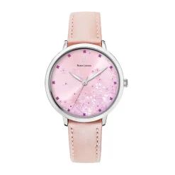 PIERRE LANNIER Montre Tallia Rose cadran argenté fond rose bracelet cuir de vache rose Sale