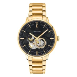 PIERRE LANNIER Montre Trio Noir cadran doré fond noir bracelet acier doré Sale