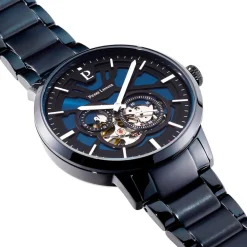 PIERRE LANNIER Montre Trio Bleu cadran bleu fond bleu bracelet acier bleu Hot