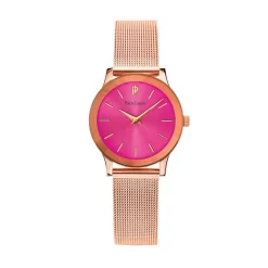 PIERRE LANNIER Montre Week End Ligne Pure Rose cadran doré rose fond fushia bracelet acier doré rose New
