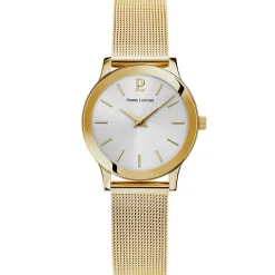 PIERRE LANNIER Montre Week End Ligne Pure Argent cadran doré fond argenté bracelet acier doré Outlet