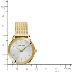 PIERRE LANNIER Montre Week End Ligne Pure Argent cadran doré fond argenté bracelet acier doré Outlet