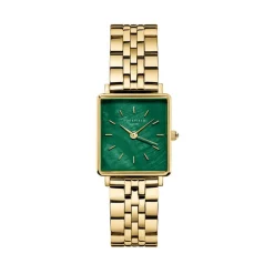 ROSEFIELD Montre Boxy Xs Vert cadran doré fond vert bracelet acier doré