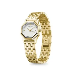 ROSEFIELD Montre Gemme Blanc cadran doré fond blanc bracelet acier doré