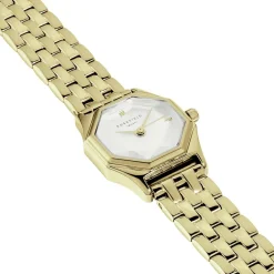ROSEFIELD Montre Gemme Blanc cadran doré fond blanc bracelet acier doré