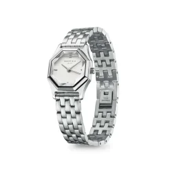 ROSEFIELD Montre Gemme Blanc cadran argenté fond blanc bracelet acier argenté Best