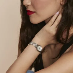 ROSEFIELD Montre Gemme Blanc cadran argenté fond blanc bracelet acier argenté Best