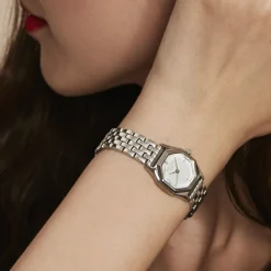 ROSEFIELD Montre Gemme Blanc cadran argenté fond blanc bracelet acier argenté Best