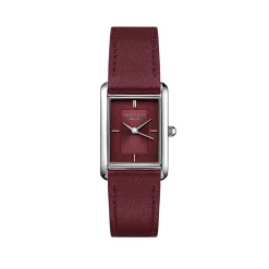 ROSEFIELD Montre Heirloom Bordeaux cadran argenté fond bordeaux bracelet cuir de vache bordeaux New