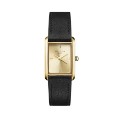 ROSEFIELD Montre Heirloom Champagne cadran doré fond champagne bracelet cuir de vache noir Sale