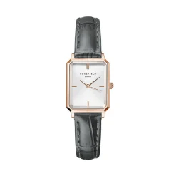 ROSEFIELD Montre Octagon Xs Blanc cadran rose fond blanc bracelet cuir de vache gris Sale