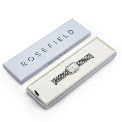 ROSEFIELD Montre Octagon Blanc cadran argenté fond blanc bracelet acier argenté Sale