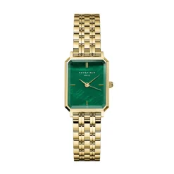 ROSEFIELD Montre Octagon Xs Vert cadran doré fond vert bracelet acier doré Discount