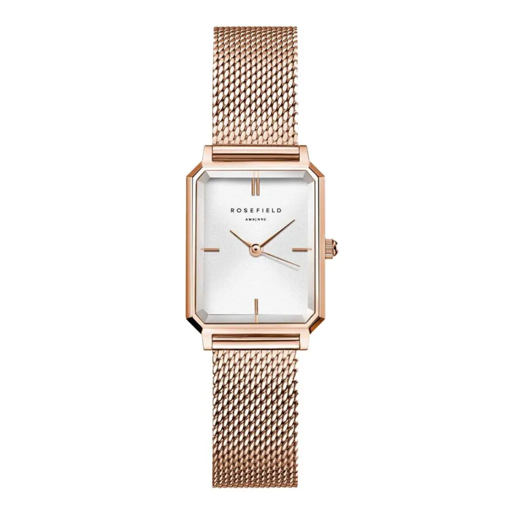 ROSEFIELD Montre Octagon Xs Blanc cadran rose fond blanc bracelet acier argenté Online