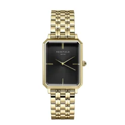 ROSEFIELD Montre Octagon Noir cadran doré fond noir bracelet acier doré Discount