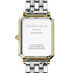 ROSEFIELD Montre Octagon Blanc cadran doré fond blanc bracelet acier doré New