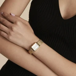 ROSEFIELD Montre Octagon Xs Blanc cadran doré fond blanc bracelet acier doré Hot