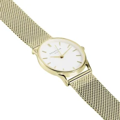 ROSEFIELD Montre Oval Blanc cadran doré fond blanc bracelet acier doré Best