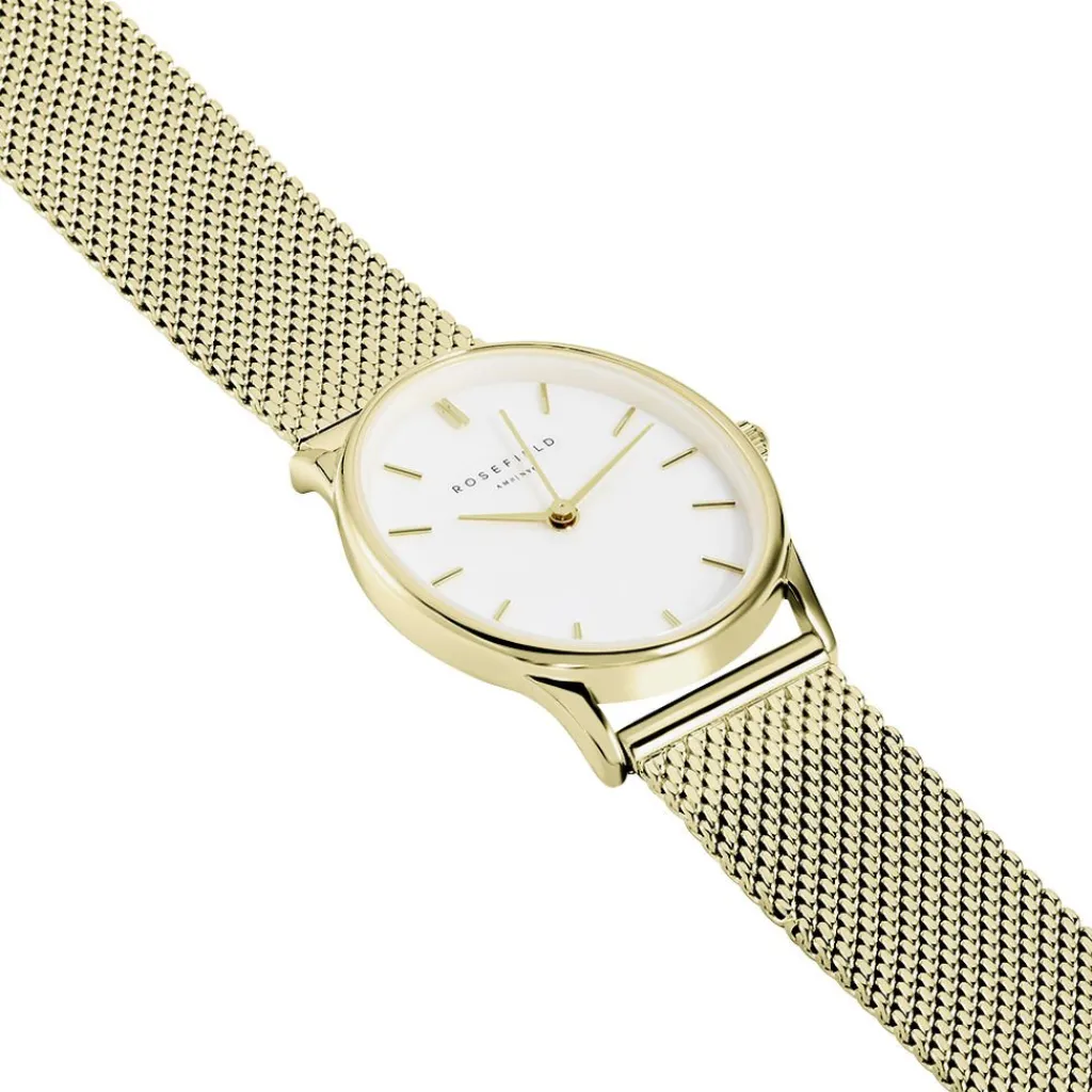 ROSEFIELD Montre Oval Blanc cadran doré fond blanc bracelet acier doré Best