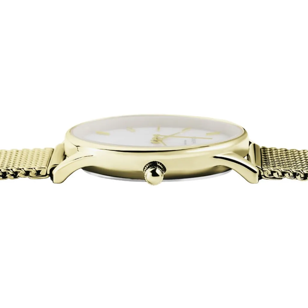 ROSEFIELD Montre Oval Blanc cadran doré fond blanc bracelet acier doré Best
