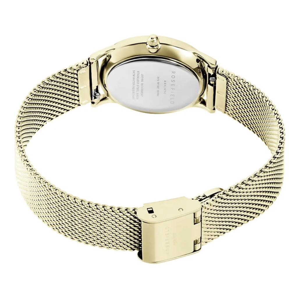 ROSEFIELD Montre Oval Blanc cadran doré fond blanc bracelet acier doré Best