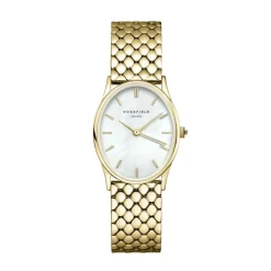 ROSEFIELD Montre Oval Blanc cadran doré fond blanc bracelet acier doré Best