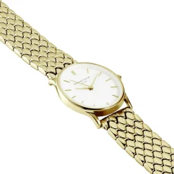 ROSEFIELD Montre Oval Blanc cadran doré fond blanc bracelet acier doré Best