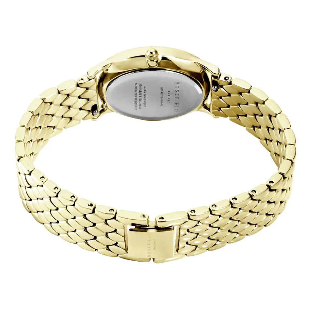 ROSEFIELD Montre Oval Blanc cadran doré fond blanc bracelet acier doré Best