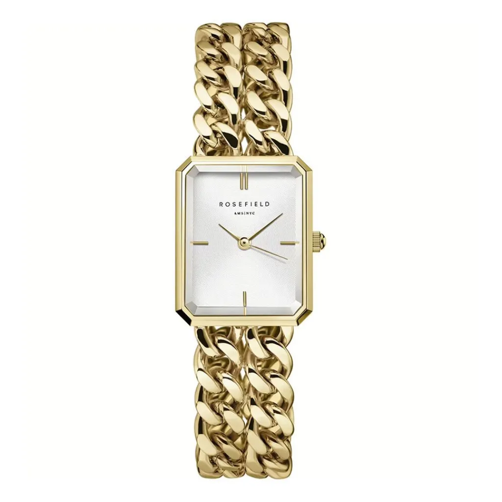 ROSEFIELD Montre Studio 24 Blanc cadran doré fond blanc bracelet acier doré Sale