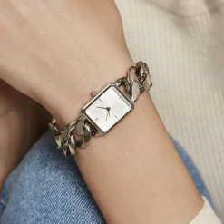 ROSEFIELD Montre Studio 24 Blanc cadran argenté fond blanc bracelet acier argenté Sale