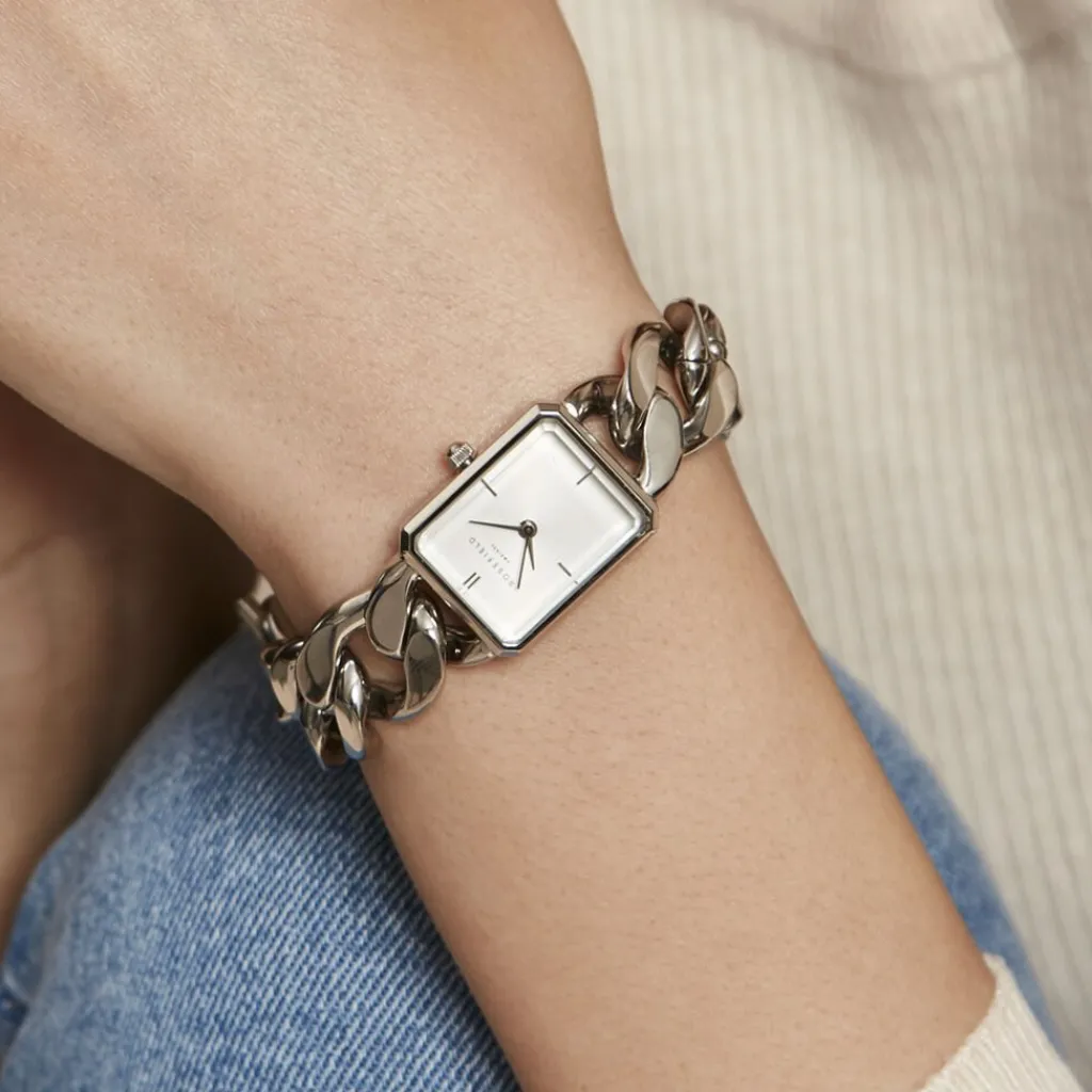 ROSEFIELD Montre Studio 24 Blanc cadran argenté fond blanc bracelet acier argenté Sale